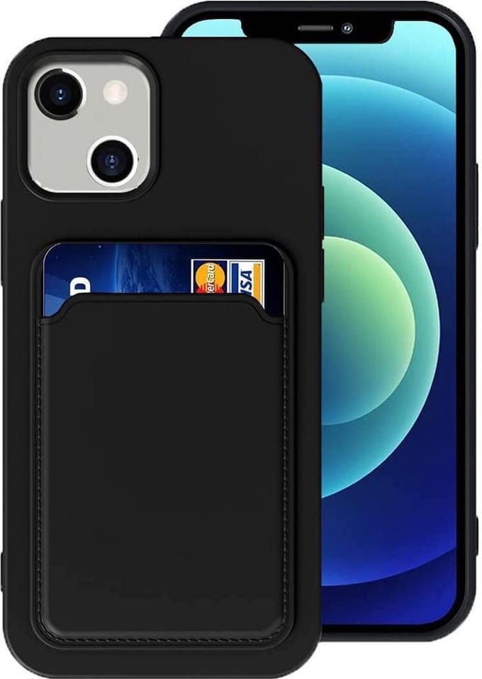 Geschikt voor iPhone 13 Hoesje Pasjeshouder Case - Zwart
