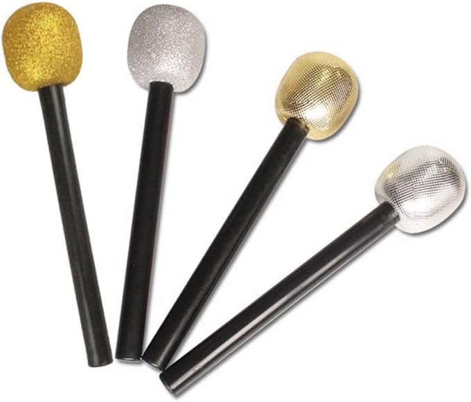 4x Glitter Microfoon Rekwisieten voor Podium, Karaoke en Feestjes