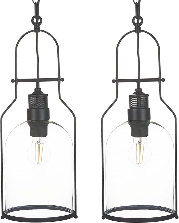 BASHILO - Handlamp set van 2 - Zwart - IJzer