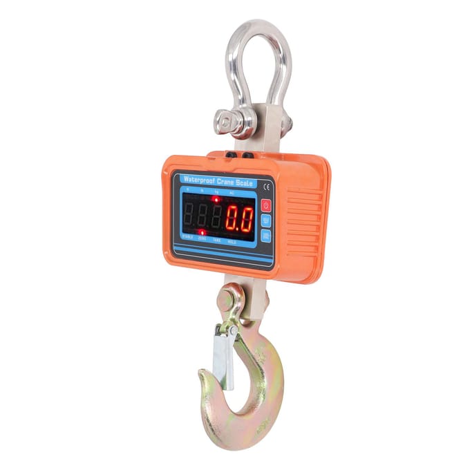 4400lb 2000kg Digitale Kraanweegschaal Hoge Nauwkeurigheid LED Display Heavy Duty Hangweegschaal met Afstandsbediening orange