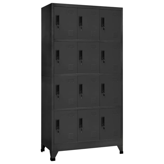 vidaXL - Lockerkast - 90x45x180 - cm - staal - antracietkleurig