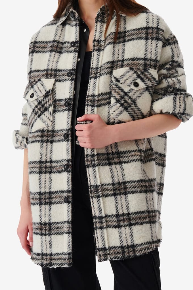 IRO Paris Bielo Overshirt Ecru/black/grey Taglia: 38 | Sovracamicie Outlet | Donna | Marrone