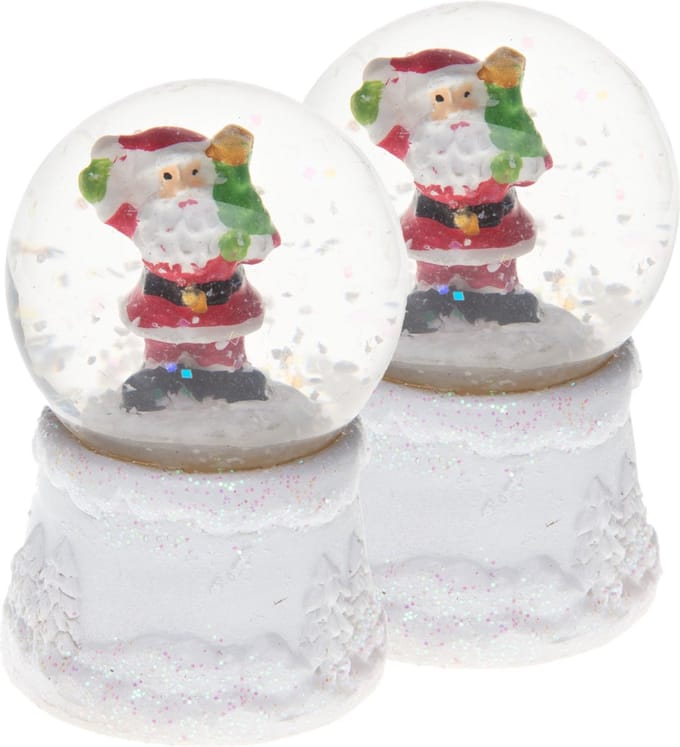 Feeric Lights snowglobes - 2x - mini - kerstman - met licht - 4,5 x 7 cm