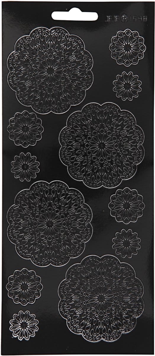 Stickers, bloemen, vel 10x23 cm, zwart, 1 vel