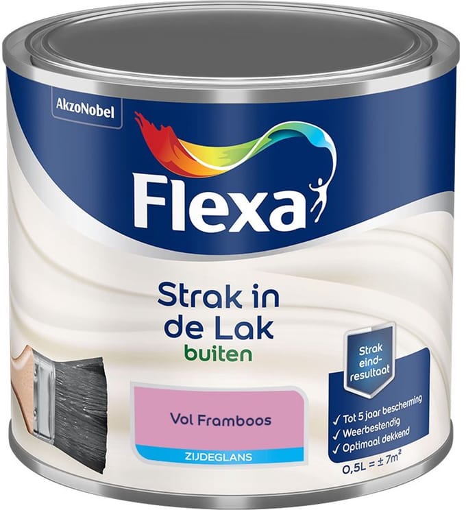 Flexa - Strak In De Lak Buitenlak Zijdeglans - Vol Framboos - Mengverf - 500 Ml