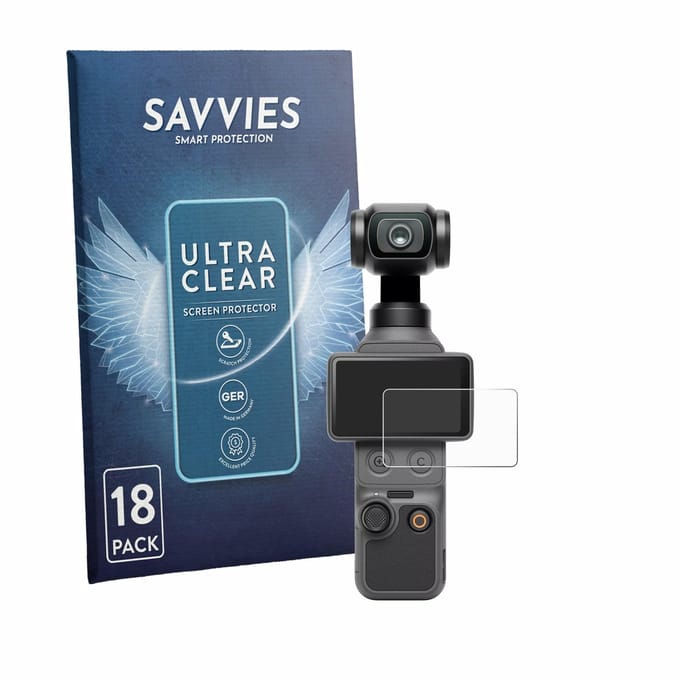 Savvies - Screenprotector voor DJI Osmo Pocket 4 - Folie Beschermfolie transparant 18 Stuks