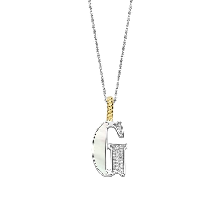 TI SENTO Dames Hanger - 925 zilver - Letter G - Parelmoer - 6840MW_G