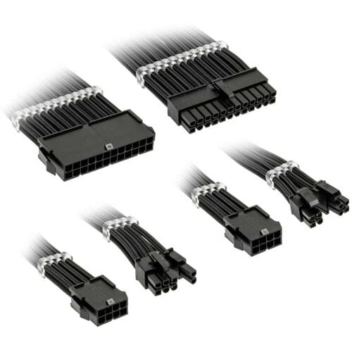 Kolink Core Standard Braided Cable Extension Kit - Jet Black - 2x 6+2pin 1x 4+4pin 1x 20-4pin