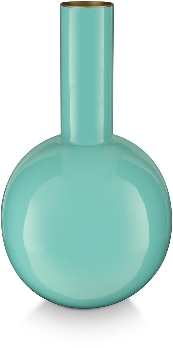 Pip Studio - Bloemenvaas - Woonaccessoires - Blauwe vaas - Metaal - 15x26cm
