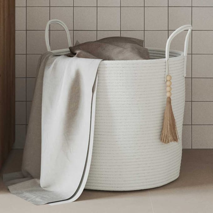 vidaXL - Opbergmand - Ø - 40x35 - cm - katoen - wit