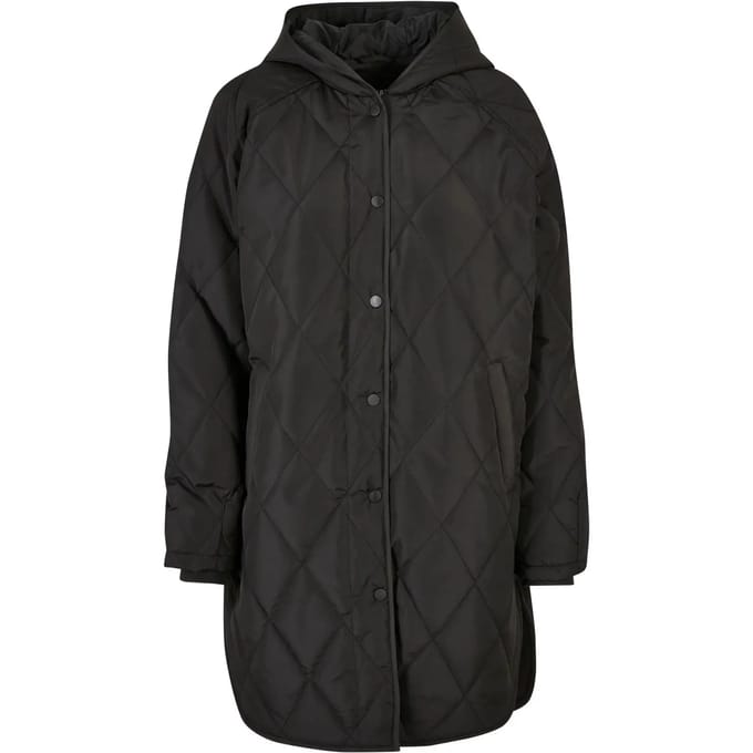 Urban Classics - Oversized Diamond Quilted Hooded Winterjas - M - Zwart