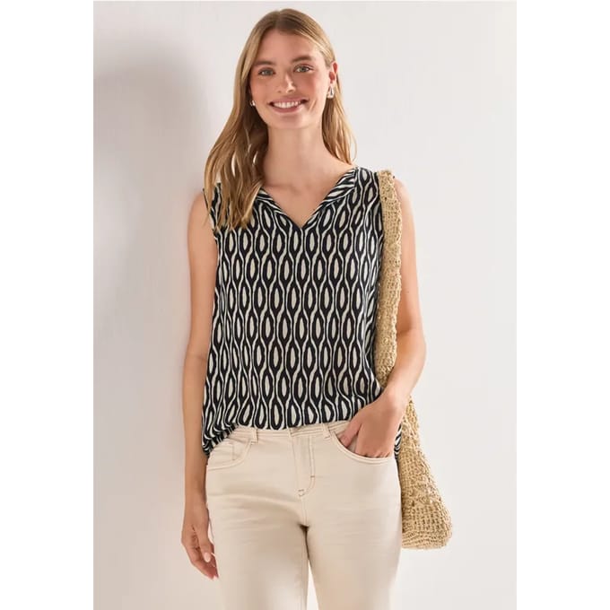 Top met structuurmix en print