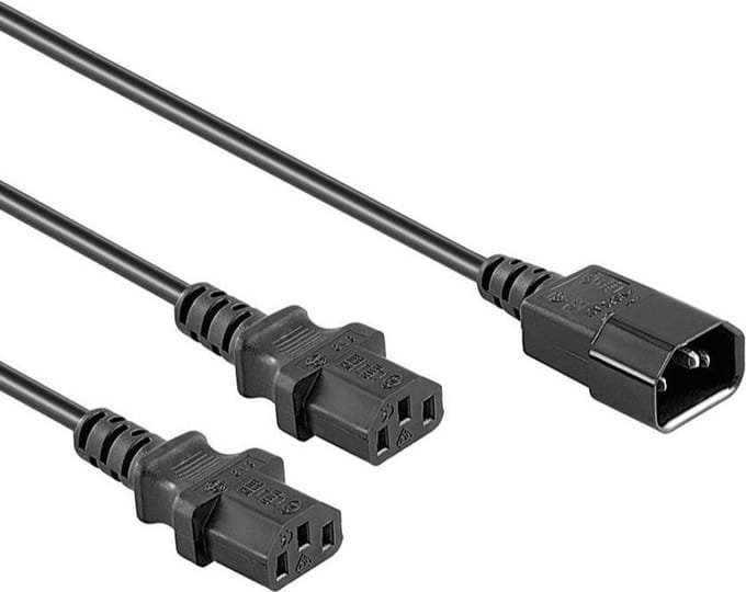 Allteq - Apparaatsnoer - 2x C13 naar C14 - Verlengkabel - 2 meter - Zwart