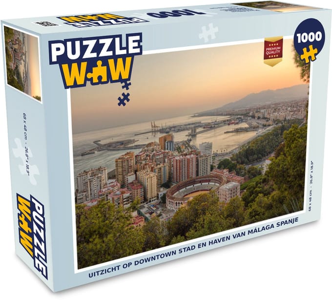 Puzzel Uitzicht op downtown stad en haven van Málaga Spanje - Legpuzzel - Puzzel 1000 stukjes volwassenen