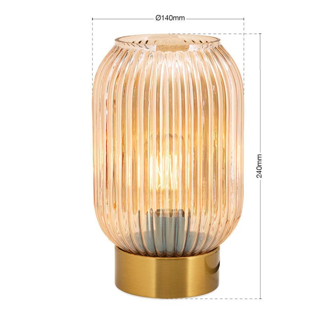 ORION Tafellamp Carneval, amber, glas, hoogte 23,5 cm, E27