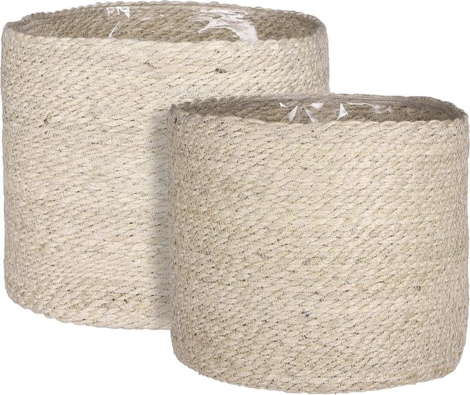 Mica Decorations Atlantic Plantenmand - Set van 2 - H26 x Ø30 cm - Crème