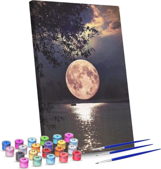 Rubye® Schilderen op nummer Volle Maan - Inclusief verf en penselen - 40x50cm