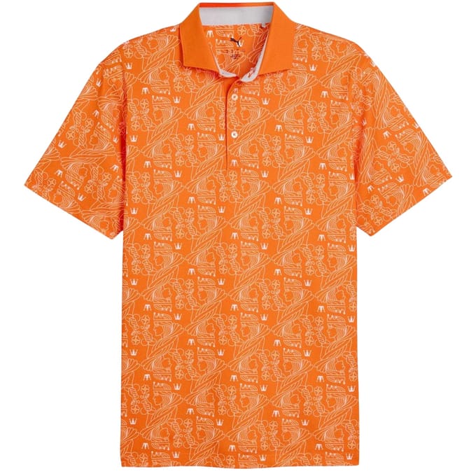 Puma Heren Royal Crest Pique Golf Poloshirt (Oranje)