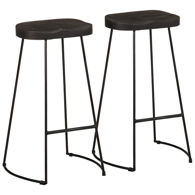 vidaXL - Barkrukken - 2 - st - zwart - 45x40x78 - cm - massief - mangohout