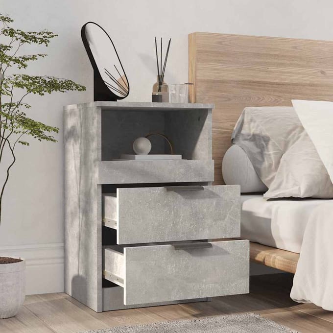 vidaXL - Nachtkastjes - Betongrijs - Medium - Engineered - wood