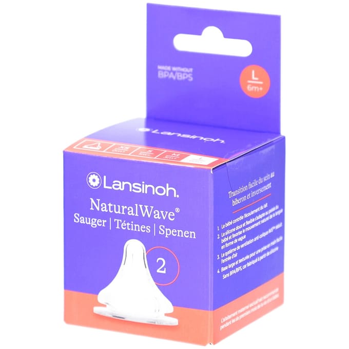 Lansinoh Natural Wave flesspeen Large 2 stuks Onbehandeld/Naturel unisex