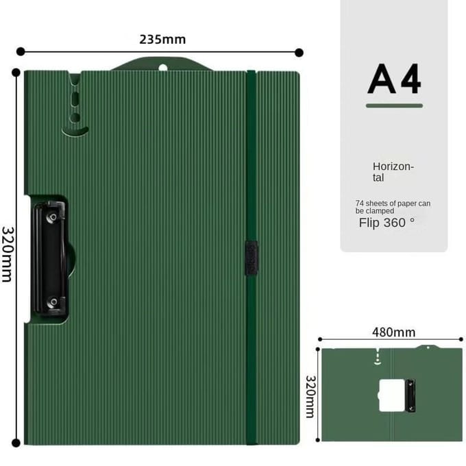 Planche à pince A4 de qualité supérieure pour école, classeur A4, tableau mémo avec sangles, bloc-notes A4 étanche, planche A4 pliable horizontalement avec pince black