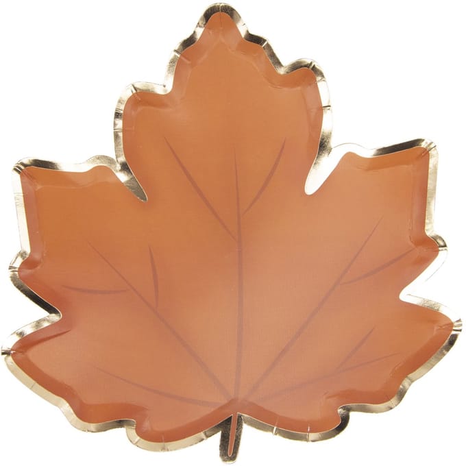 PARTYPRO - 8 herfstblad kartonnen borden 23 cm met gouden rand