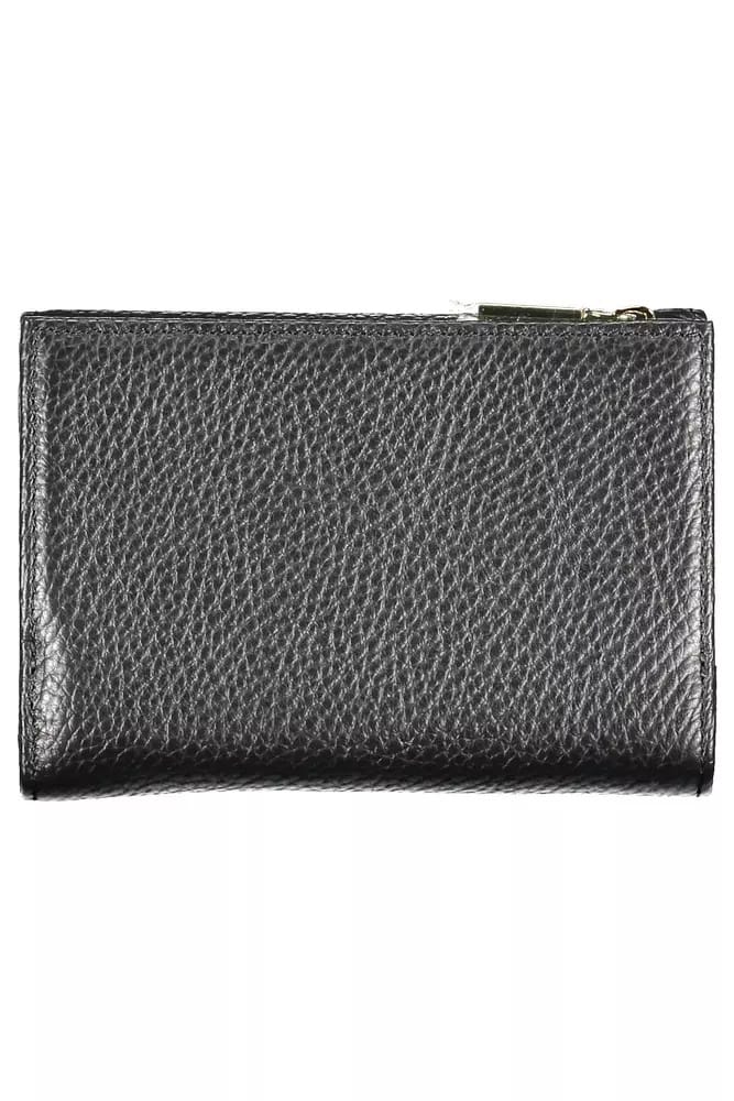 COCCINELLE Leren Portemonnee Metallic Soft Wallet Grainy Leather Noir Zwart