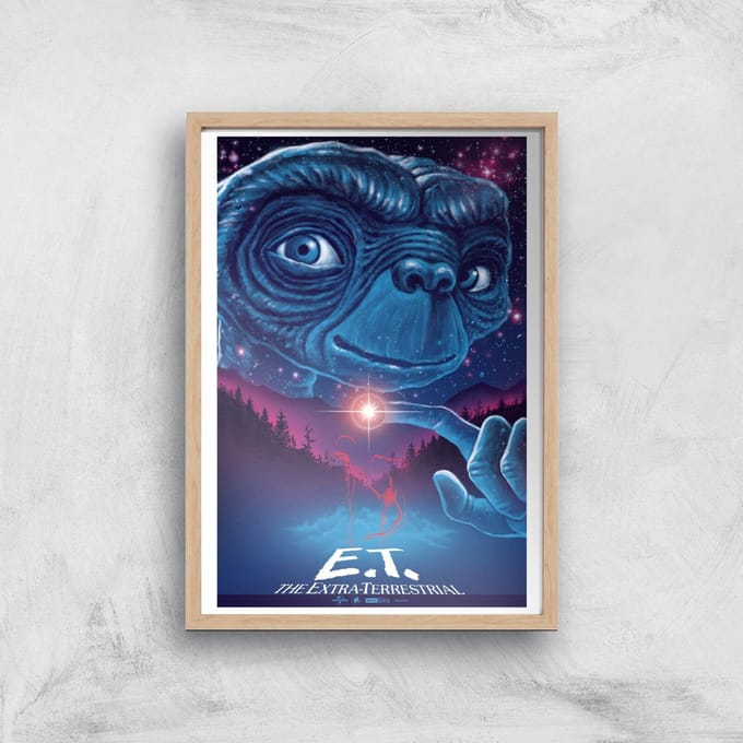E.T. The Extra-Terrestrial X Ghoulish Print Giclee Art Print - A4 - Wooden Frame