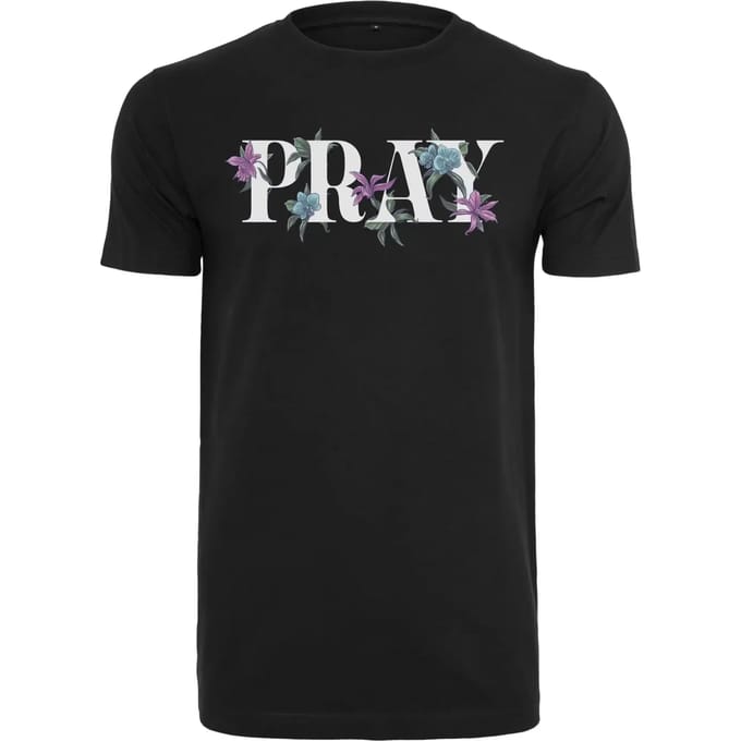 Mister Tee - Flower Pray Heren T-shirt - XS - Zwart