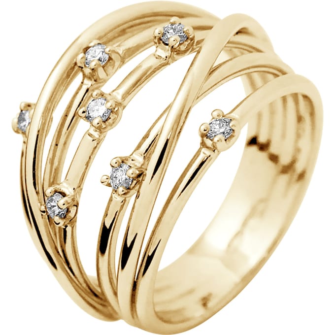 Ring Satelis Diamonds 0.140 Cts Yellow Gold