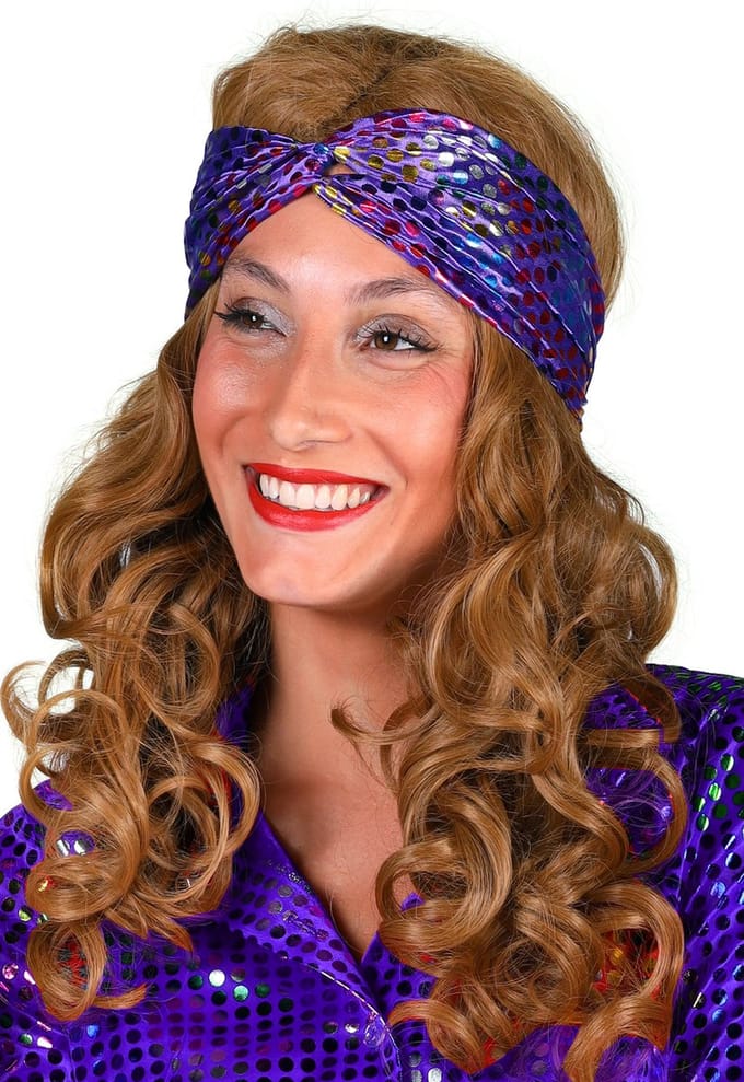 Haarband Disco - Hoofdband - Hippie - Paars - One Size - Een Stuk