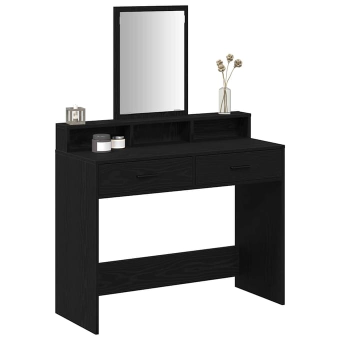vidaXL - Kaptafel - Zwart - Eiken - 100 - x - 41 - x - 140 - cm - Bewerkt - hout