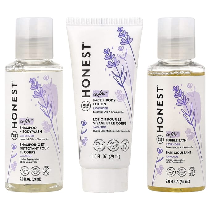 The Honest Company, Baby's Mini Must-Haves, Lavendel, Set van 4 white