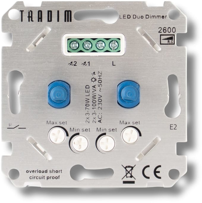 2600 LED Duo Muurdimmer Instapmodel | 2x 3-100W