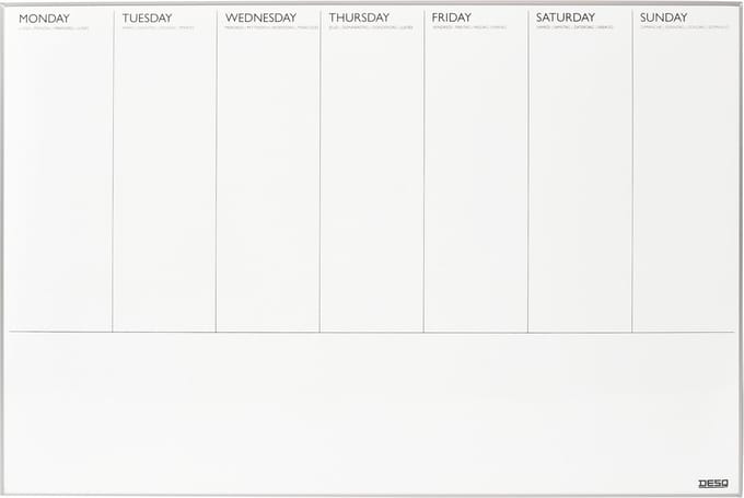 DESQ® Weekplanner | Magnetisch | Aluminium Ultra Thin Frame | 60 x 90 cm