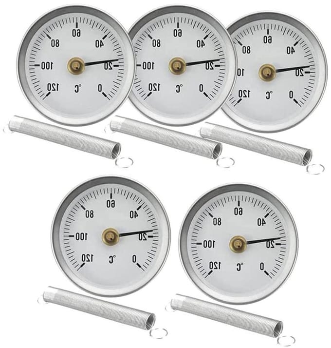 Buis thermometer - Temperatuurmeter rond - Leidingen meten - Directe aflezing - 63 mm diameter - Zilver
