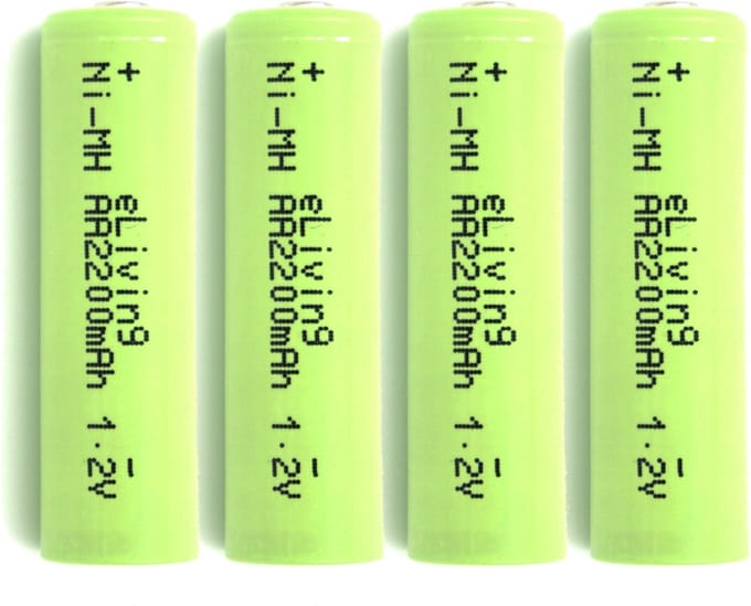 eLiving - 4 Oplaadbare AA Batterijen. Grote Capaciteit, 2200mAh HR6