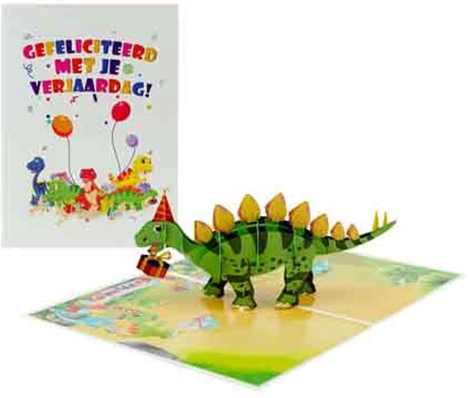 Wenskaart Kiriori 3D - Gefeliciteerd Verjaardag Dino - met Envelop