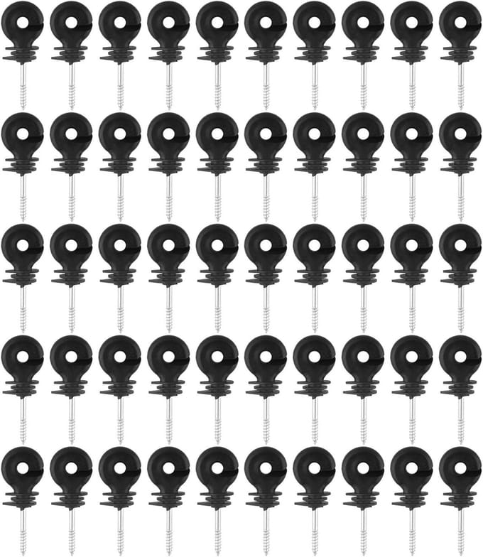 Hek Isolator Set - Schrikdraad Accessoires - Weide Afrastering - Eenvoudig Inschroefbaar - 50 Stuks - Zwart