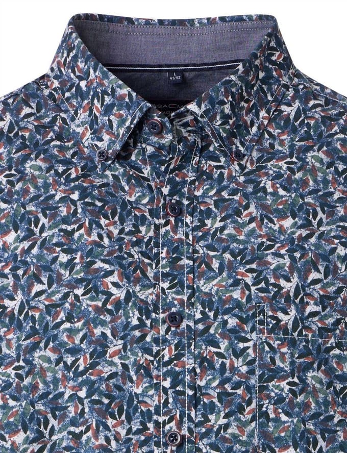 blauw geprint modern Casa Moda casual fit overhemd