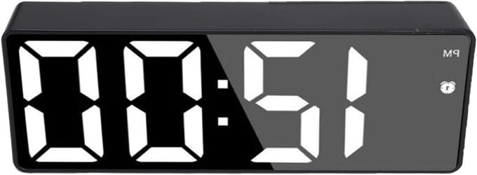 Digitale Spiegelwekker - Slimme Klok - Wakker Worden - Stembediening - Groot Display - Zwart