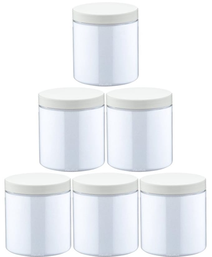 Scrubzout Perzik 300 gram - Pot met witte deksel - set van 6 stuks - Hydraterende Lichaamsscrub
