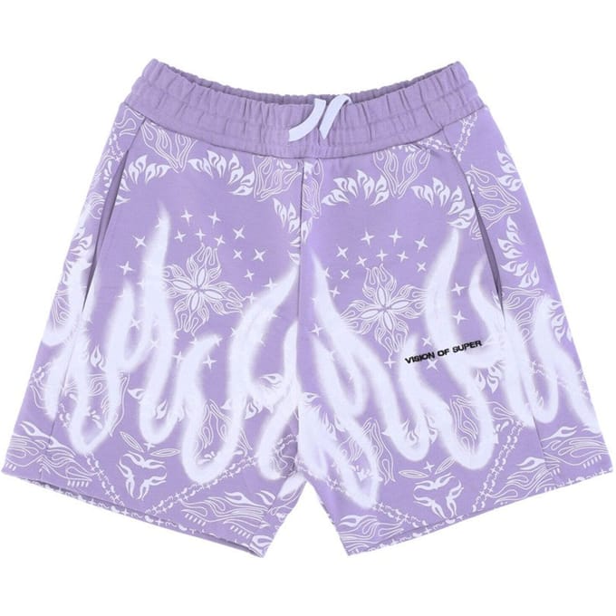 Heren trainingsbroek met bandanaprint short paars