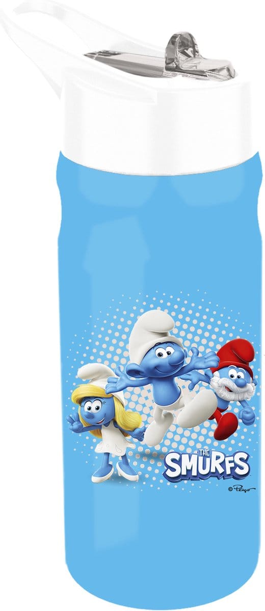 Studio 100 Smurfen drinkfles 500ml met rietje en handvat kunststof.