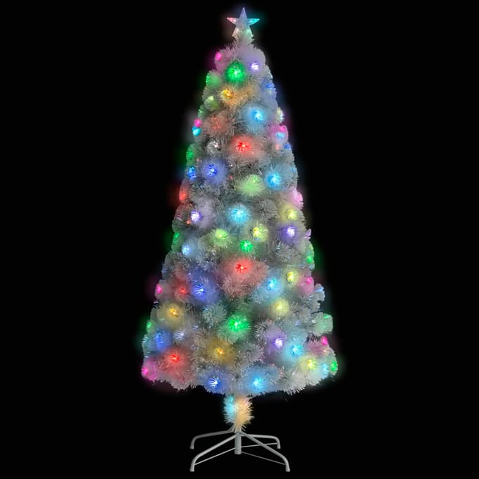 vidaXL - Kunstkerstboom - met - verlichting - 150 - cm - glasvezel - wit