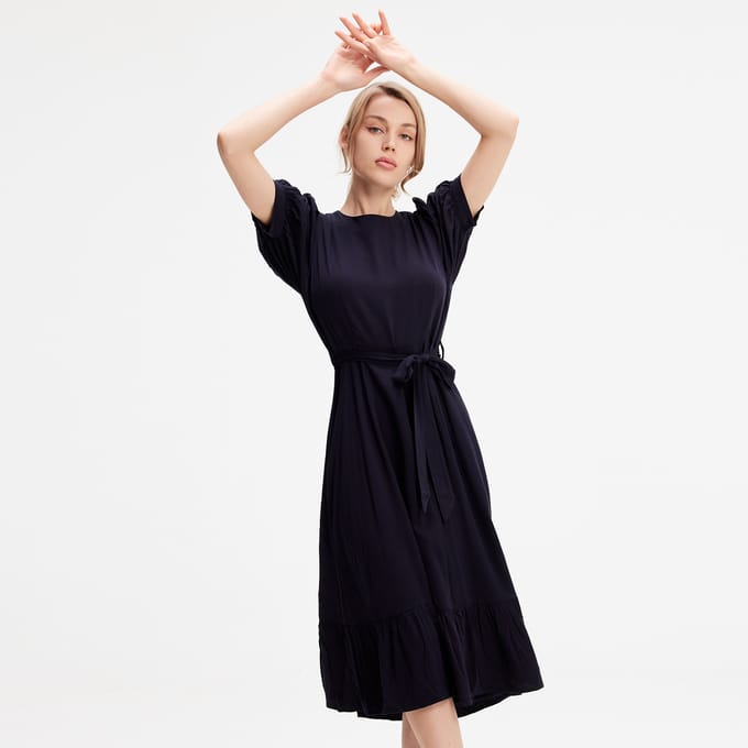 Viscose blouse-jurk met donzige zoom