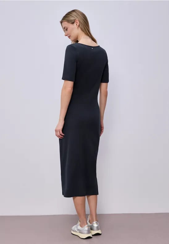 Midi-jurk met knoopdetail
