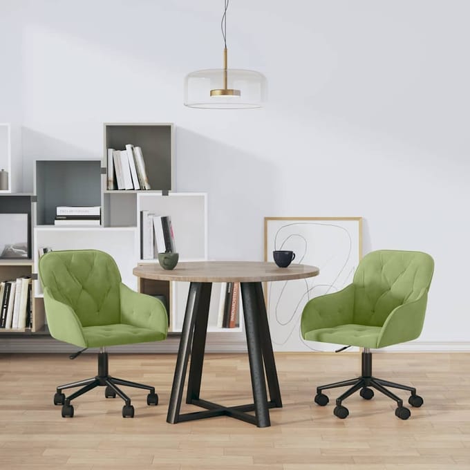 vidaXL - Eetkamerstoelen - draaibaar - 2 - st - fluweel - lichtgroen