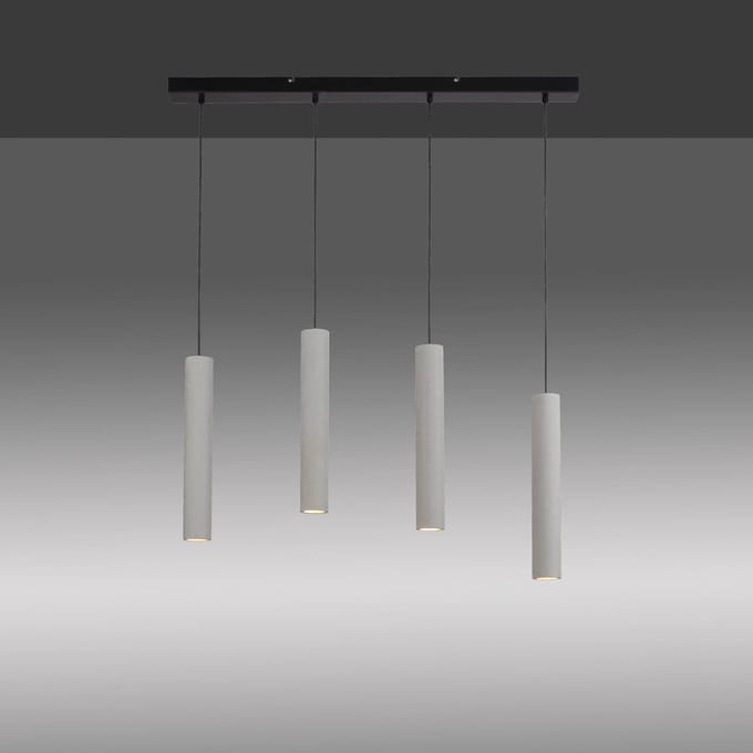 Paul Neuhaus hanglamp Eton, 4-lamps, 100 cm, beton, G9